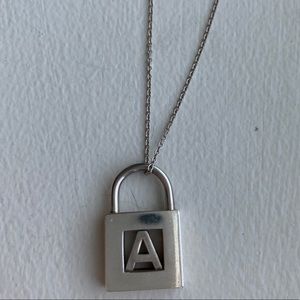 Tiffany sterling silver letter A lock necklace